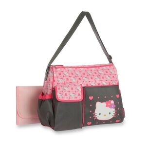 Hello Kitty Pink and Gray Diaper Bag with Adjustable Strap